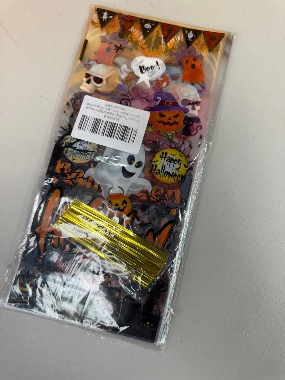 Halloween Treat Bags 50 pack Pumpkin Carriage cellophane candy bags Multi-Color